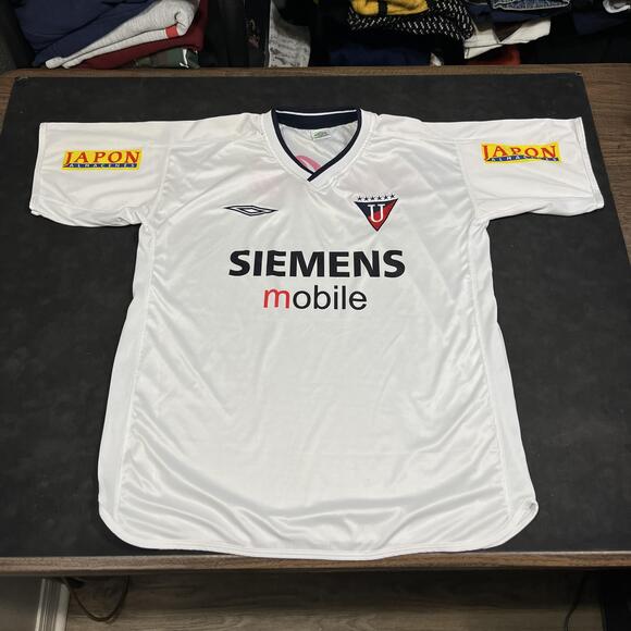 Vintage LDU Quito Jersey Mens XL White Soccer Umbro Siemens Mobile Coca-Cola
